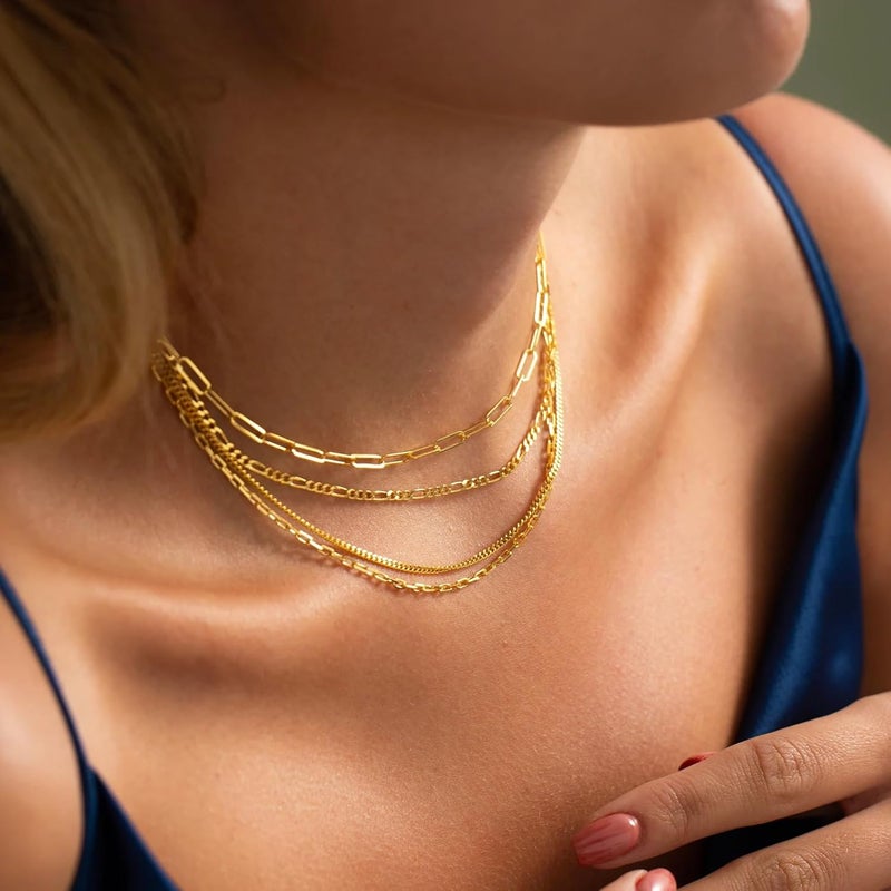 MFRYK Gold/Silver Necklaces Stack For Women,14K Gold/Sterling Silver Plated Simple Layered Choker Necklaces For Women,Stackable Multilayer Pearl Cross Disc Circle Pendant Cuban Herringbone Snake Paperclip Chain Necklaces Set Jewelry Gift for Women - Image 2